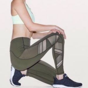 Lululemon Speed Up Olive Green with Mesh Accents